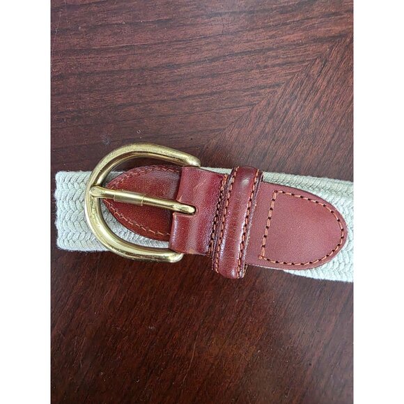Talbots Canvas & Leather Trim Belt  With Brass Buckle - Picture 4 of 6